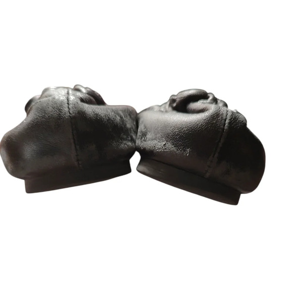 TORY BURCH Reva Black Leather Silver Logo Ballet Flats - Picture 4 of 6